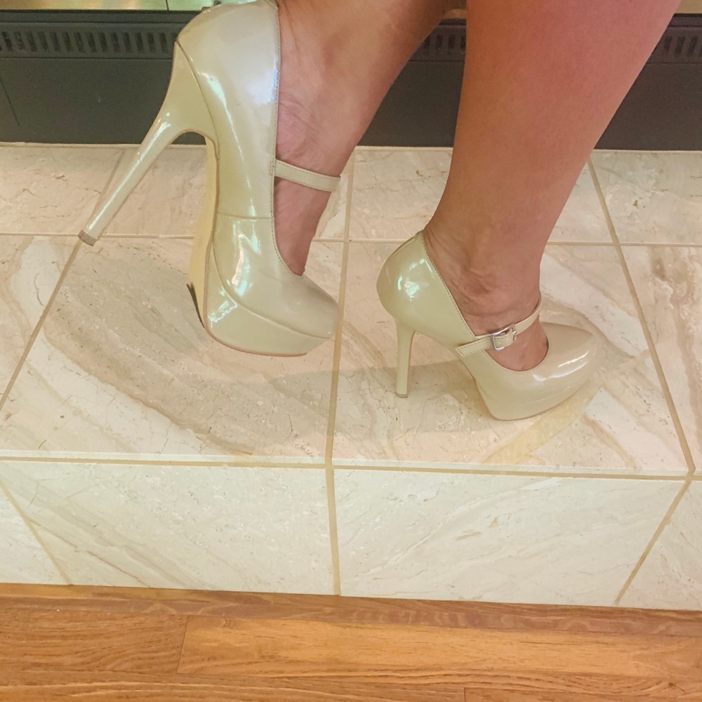 Cathy Jean Mary Jane Platform Heels - Nude
